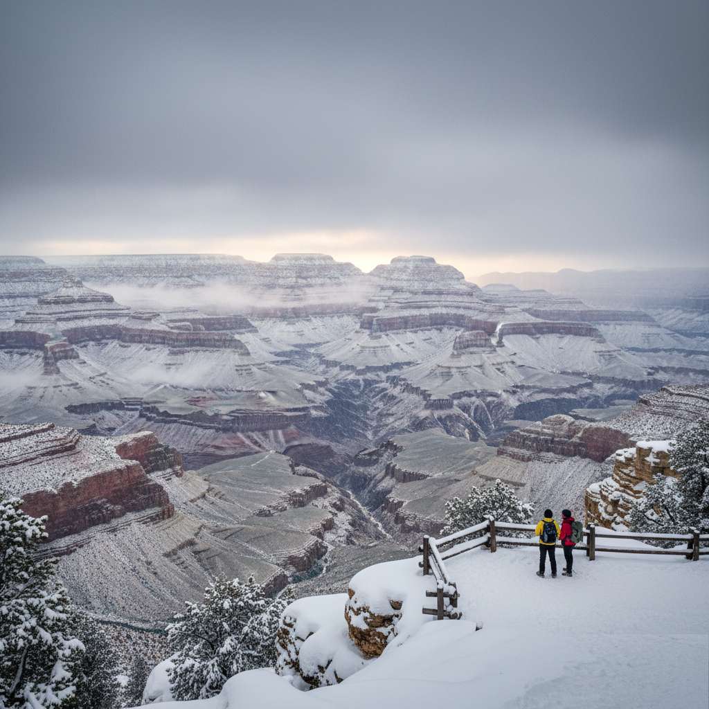 The Grand Canyon covered in snow esta-1
