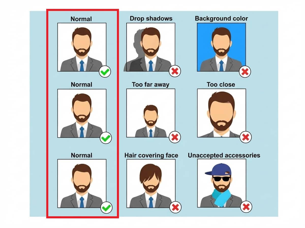 Sample Image of selfie for US ESTA